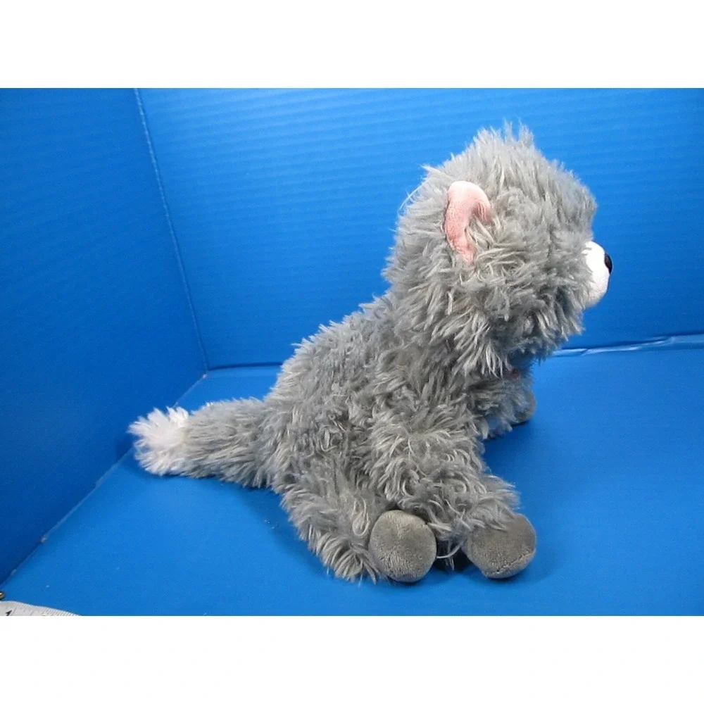 GUND Gray & White Scruffy Fur Plush Kitty Cat w/ Pink Bow jemma 320591
